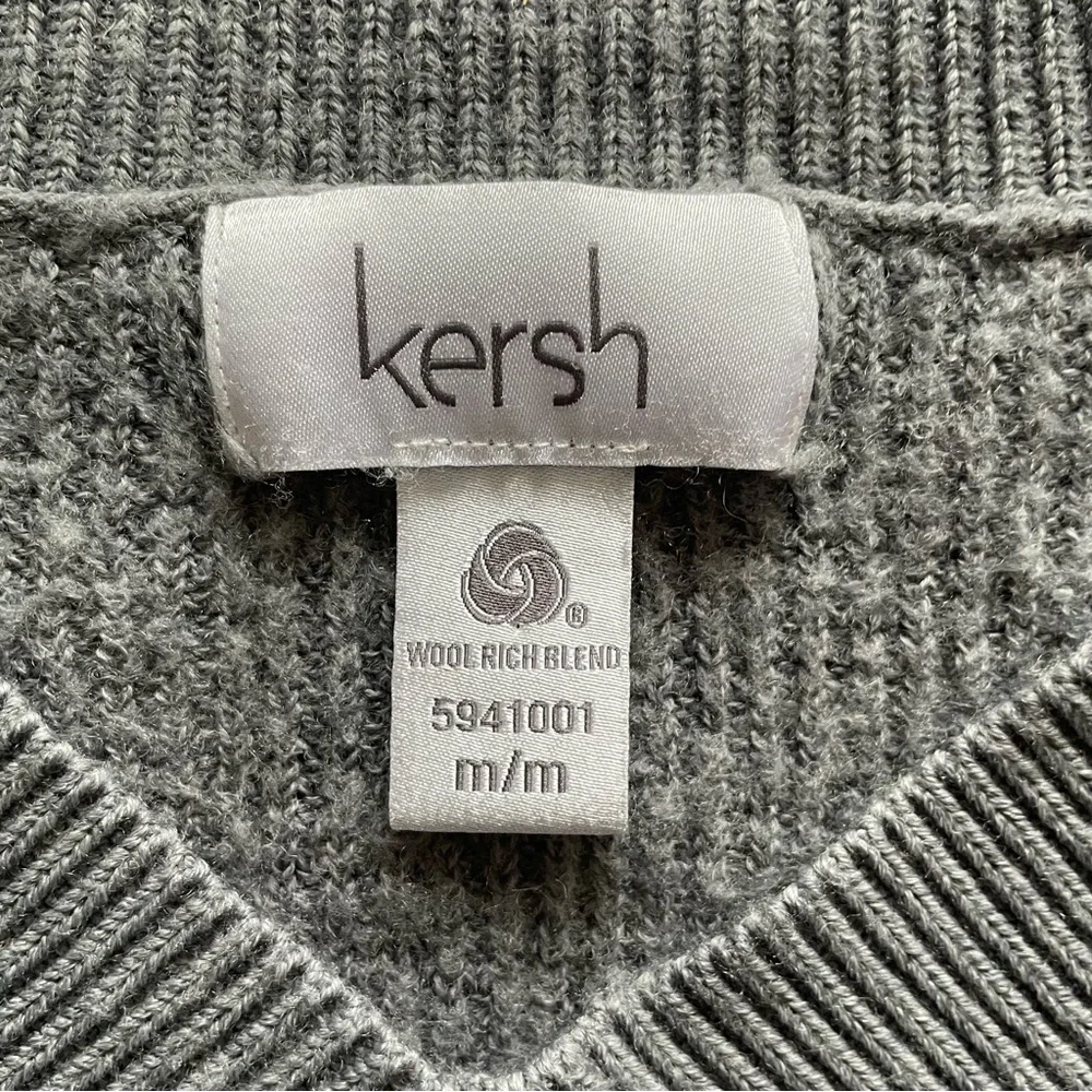Sweater Grey Merino Wool blend V-Neck-Size M - Picture 3 of 6